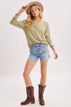 Load image into Gallery viewer, Olive Sarah Jersey Knit Henley Top