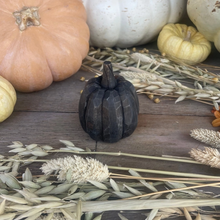 Load image into Gallery viewer, Small Tall Black Carved Pumpkin