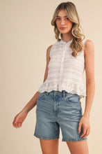 Load image into Gallery viewer, White Shirred Ruffled Detail Top
