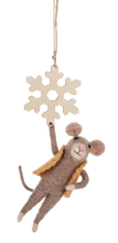 Load image into Gallery viewer, Snowflake Animal Feltie Ornament