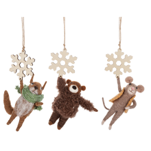 Load image into Gallery viewer, Snowflake Animal Feltie Ornament