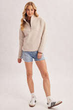 Load image into Gallery viewer, Ecru Sherpa Fleece Half-Zip Pullover