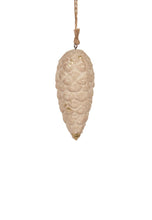 Load image into Gallery viewer, Ivory Pinecone Ornament with Gold Foil
