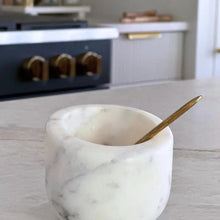 Load image into Gallery viewer, Marble Salt Cellar with Brass Spoon