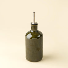 Load image into Gallery viewer, Olive Green Stoneware Olive Oil Cruet