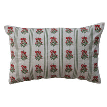 Load image into Gallery viewer, Mistletoe &amp; Stripes Embroidered Pillow