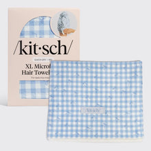 Load image into Gallery viewer, Gingham Blue XL Hair Wrap Towel