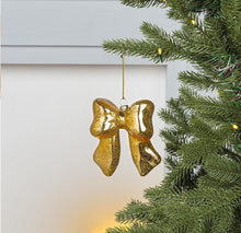 Load image into Gallery viewer, Gold Puffy Glass Bow Ornament