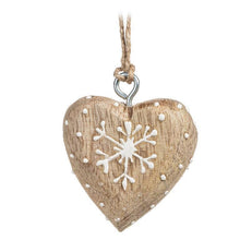 Load image into Gallery viewer, Snowflake Wood Heart Ornament