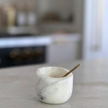 Load image into Gallery viewer, Marble Salt Cellar with Brass Spoon