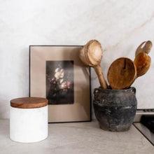 Load image into Gallery viewer, White Marble Jar with Acacia Wood Lid