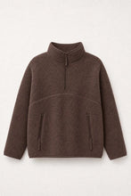Load image into Gallery viewer, Espresso Sherpa Fleece Half-Zip Pullover