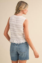 Load image into Gallery viewer, White Shirred Ruffled Detail Top