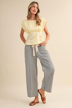 Load image into Gallery viewer, Navy Striped Daisy Drawstring Pants