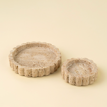 Load image into Gallery viewer, Small Travertine Scalloped Plate