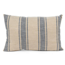 Load image into Gallery viewer, Lumbar Blue &amp; Natural Ticking Stripe Cushion
