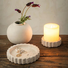 Load image into Gallery viewer, Small Travertine Scalloped Plate
