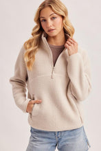 Load image into Gallery viewer, Ecru Sherpa Fleece Half-Zip Pullover