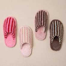 Load image into Gallery viewer, Rose Striped Colour Plush Slippers