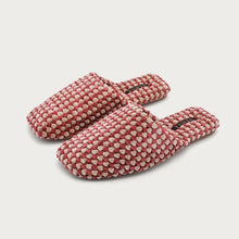 Load image into Gallery viewer, Red Colour Block Cozy Textured Woven Slippers