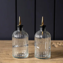 Load image into Gallery viewer, Ribbed Glass Olive Oil &amp; Vinegar Bottles