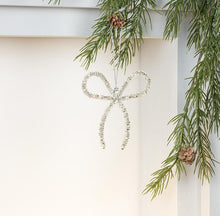 Load image into Gallery viewer, Silver Beaded Bow Ornament
