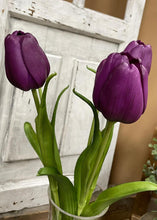 Load image into Gallery viewer, 12" Real Touch Deep Purple Tulip Bundle