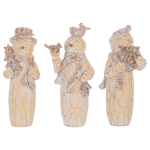 Load image into Gallery viewer, Carved Woodland Snowman Figurines