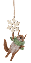 Load image into Gallery viewer, Snowflake Animal Feltie Ornament