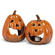 Load image into Gallery viewer, Orange Jack-O'Lantern Candle Holder