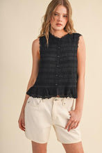 Load image into Gallery viewer, Black Shirred Ruffle Detail Top