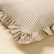 Load image into Gallery viewer, Beige Ruffle Thin Stripe Pillow