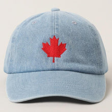 Load image into Gallery viewer, Canadian Maple Leaf Embroidered Denim Cap