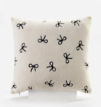 Load image into Gallery viewer, Black Bow Design Sherpa Pillow