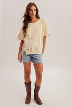 Load image into Gallery viewer, Khaki Heart Waffle Loose Fitted T Shirt