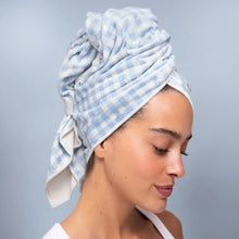 Load image into Gallery viewer, Gingham Blue XL Hair Wrap Towel