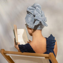 Load image into Gallery viewer, Coastal Blue Plush Microfiber Hair Towel Turban