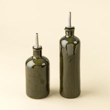 Load image into Gallery viewer, Olive Green Stoneware Olive Oil Cruet