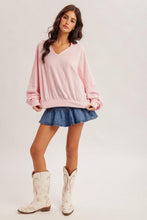 Load image into Gallery viewer, Pink Penelope Waffle Oversized Terry Top