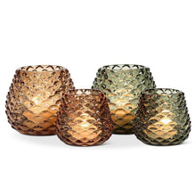 Load image into Gallery viewer, Amber Pinecone Tealight Glass