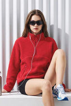 Load image into Gallery viewer, Red Sherpa Fleece Half Zipper Pullover