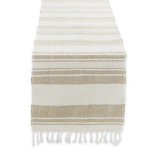 Load image into Gallery viewer, Coastal Sands Cotton/Jute Stripe Table Runner