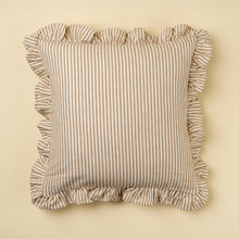 Load image into Gallery viewer, Beige Ruffle Thin Stripe Pillow