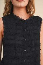 Load image into Gallery viewer, Black Shirred Ruffle Detail Top