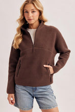Load image into Gallery viewer, Espresso Sherpa Fleece Half-Zip Pullover