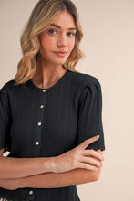 Load image into Gallery viewer, Black Scalloped Pointelle Short Sleeve Knit Cardigan