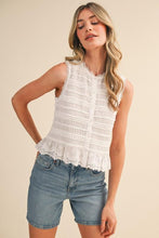 Load image into Gallery viewer, White Shirred Ruffled Detail Top