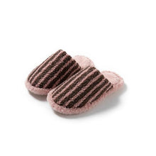 Load image into Gallery viewer, Pink &amp; Brown Striped Colour Plush Slippers