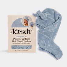 Load image into Gallery viewer, Coastal Blue Plush Microfiber Hair Towel Turban
