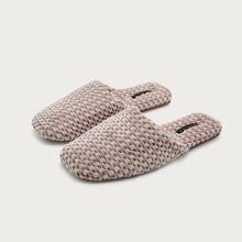 Load image into Gallery viewer, Grey Colour Block Cozy Textured Woven Slippers
